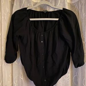 Black, off the shoulder, stretchable shirt